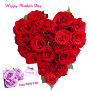 Red Roses Heart Arrangement - 25 Red Roses Heart Arrangement and Card