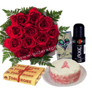 Missing Special Moments - 20 Red Roses Bunch + 1/2 Kg Cake + Toblerone 3 Bars + Axe Deo + Card