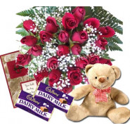 Thinking Of You - 20 Red Roses + 2 Dairy Milk + Teddy 8" + Card