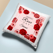 Roses Day Personalized Cushion & Valentine Greeting Card