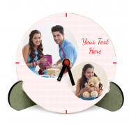 Personalized Round Shaped Clock (Two Photos) & Card