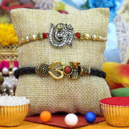 Set of 2 Rakhis - Bracelet with Auspicious Rakhi
