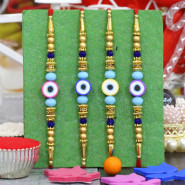 Set of 4 Rakhis - Delicate "Evil Eye" Rakhi with Designer Thread
