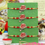 Set of 4 Rakhis - Stylish BHAI Rakhi with Pearls & Beads