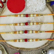 Set of 4 Rakhis - Stunning Diamond and Beads Rakhi