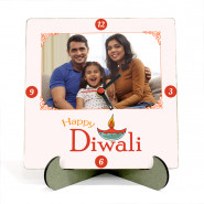 Happy Diwali Personalized Square Shaped Photo Clock & Card