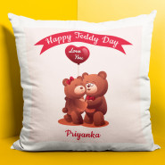 Teddy Day Personalized Cushion & Valentine Greeting Card