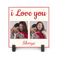 I Love You Valentine Personalized Square Wooden Tile & Valentine Greeting Card