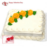 Lavish Square Cake - 1 Kg Vanilla Cake Square Shape (Five Star Bakery) & Valentine Greeting Card