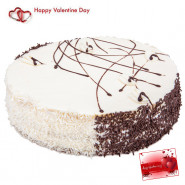 Big White Cake  - 1.5 Kg White Forest Cake & Valentine Greeting Card