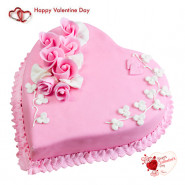 Berry Love - 1.5 Kg Strawberry Heart Cake & Valentine Greeting Card