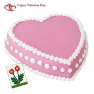 Strawberry Heart - 2 Kg Strawberry Heart Cake & Valentine Greeting Card
