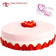 Strawberry Treat - 2 Kg Strawberry Cake & Valentine Greeting Card