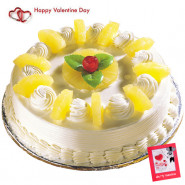 Pina Cake - 2 Kg Pineapple Cake & Valentine Greeting Card