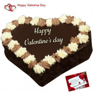 Choco Heart Cake - 1.5 Kg Chocolate Cake Heart Shapped & Valentine Greeting Card