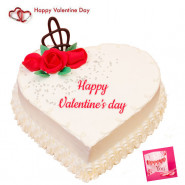 Vanilla Heart - 1.5 Kg Vanilla Heart Shaped Cake & Valentine Greeting Card