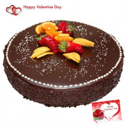 Choco Luxury - 1 Kg Chocolate Cake (Five Star Bakery) & Valentine Greeting Card