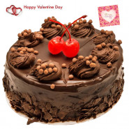 Big Truffle Cake - 2 Kg Chocolate Truffle Cake (Five Star Bakery) & Valentine Greeting Card