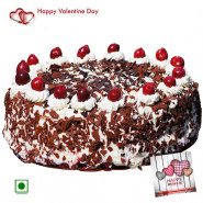 Black Forest Cake - 1.5 Kg Black Forest Cake (Eggless) & Valentine Greeting Card