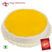Pine Time - 1.5 Kg Pineapple Cake (Eggless) & Valentine Greeting Card
