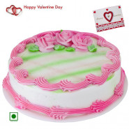 Strawberry Love - 1.5 Kg Strawberry Cake (Eggless) & Valentine Greeting Card