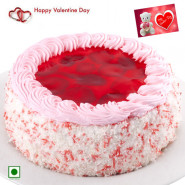 Big Strawberry - 2 Kg Strawberry Cake (Eggless) & Valentine Greeting Card