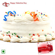 Vanilla Cake - 1.5 Kg Vanilla Cake (Eggless) & Valentine Greeting Card