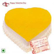 Pine Heart Love - 1 Kg Pineapple Cake Heart Shaped (Eggless) & Valentine Greeting Card