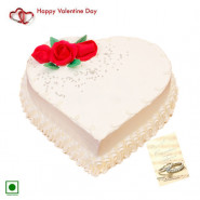 Vanilla Heart Love - 1 Kg Vanilla Cake Heart Shaped (Eggless) & Valentine Greeting Card