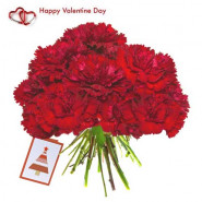 Bunch of Magic - 12 Red Carnations Bouquet + Card