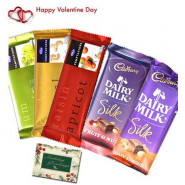 Cadbury Bars - 3 Temptations, 2 Cadbury Dairy Milk Silk, and Card