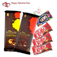 Delicious Chocolates - Cadbury Bournville Rich Cocoa, Cadbury Bournville Raisin n Nut, 3 Kitkat, Gems and Card