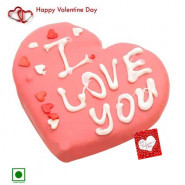 Endearing Gift - Lovely Strawberry Heart Cake (Eggless) 1 Kg + Card