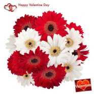 Fragrance of Romance - 24 Red & White Gerberas + Card