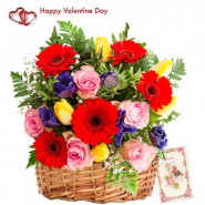 Greet "N" Gift - 35 Assorted Flowers Basket + Card