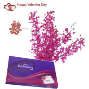 Special Wishes - 12 Purple Orchids + Cadbury Celebration + Card