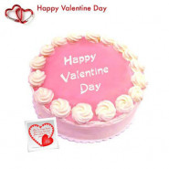 Valentine Pink Heart - Strawberry Cake 1 kg + Valentine Greeting Card