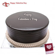 Valentine Chocolate Truffle - Chocolate Truffle Cake 1 kg + Valentine Greeting Card