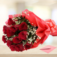 Red Roses Bouquet - 15 Red Roses Bouquet + Card