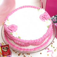 Stawberry Cake 1/2 Kg & Valentine Greeting Card