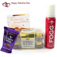 Trendy Gifts - Ferrero Rocher 16 pcs, 2 Dairy Milk, Fogg Body Spray for Women and Card