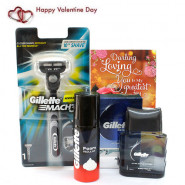 Love for Hubby - Mach3 Shaving Razor, Gillette Foam, Gillette Aftershave and Card