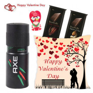 Chocolaty Deo - Happy Valentines Day Personalized Cushion, Axe deo, 2 Bournville & Valentine Greeting Card