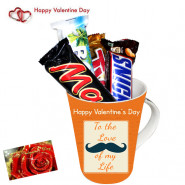 Mug N Bars - Snickers, Mars, Bounty, Twix, Happy Valentines Day Personalized Mug and Card