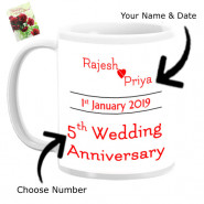 Personalized Wedding Anniversary Mug (Photo, Name, Number, Date) & Card