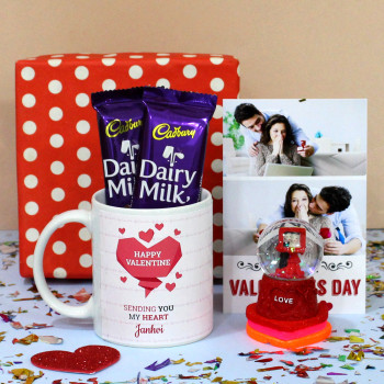 Love Globe Chocolate - Personalized White Mug, 2 Dairy Milk, Love Globe, Personalized Card and Premium Box (P)