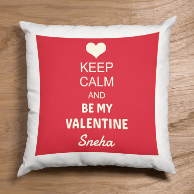 Heavenly Angelic - Keep Calm and Be My Valentine Personalized Cushion, Personalized Rotation Cube (Six Photo) & Valentine Greeting Card