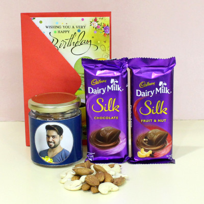 Superb Treat - Almond & Cashew in Personalized Jar, 2 Dairy Milk Silk