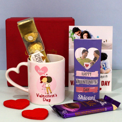 Yummy Love Combo - Personalized White Mug, Personalized Dairy Milk Silk, Ferrero Rocher 4 Pcs, Personalized Card and Premium Box (P)