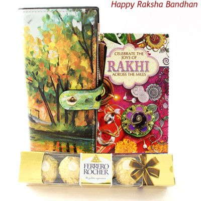 Designer Gift - Designer Clutches, Ferrero Rocher 4 Pcs and Free Greeting Card